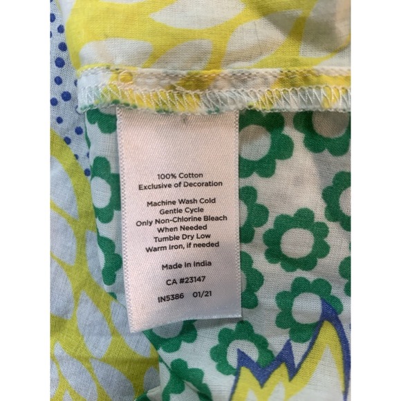 Talbots Shirt Women Small Paisley Smocking Yellow Peasant Button Crochet Boho - Picture 5 of 12